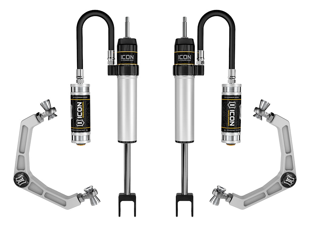 ICON Vehicle Dynamics 2020-2026 GM 2500/3500 HD, 0-2” Lift, V.S. 2.5 Aluminum Series Shock System, Remote Reservoir, Billet