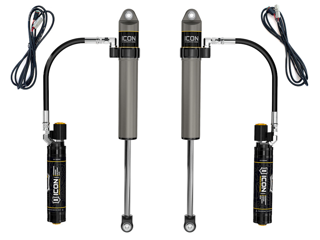 ICON Vehicle Dynamics 2020-2023 Jeep Gladiator, 2.5" Lift, Front, V.S. 2.5 Aluminum Series Shock Absorbers, Remote reservoir w/ CDEV, Pair