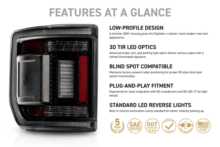 Morimoto 20-26 Jeep Gladiator JT XB LED Low Profile Tail Lights (Smoked)