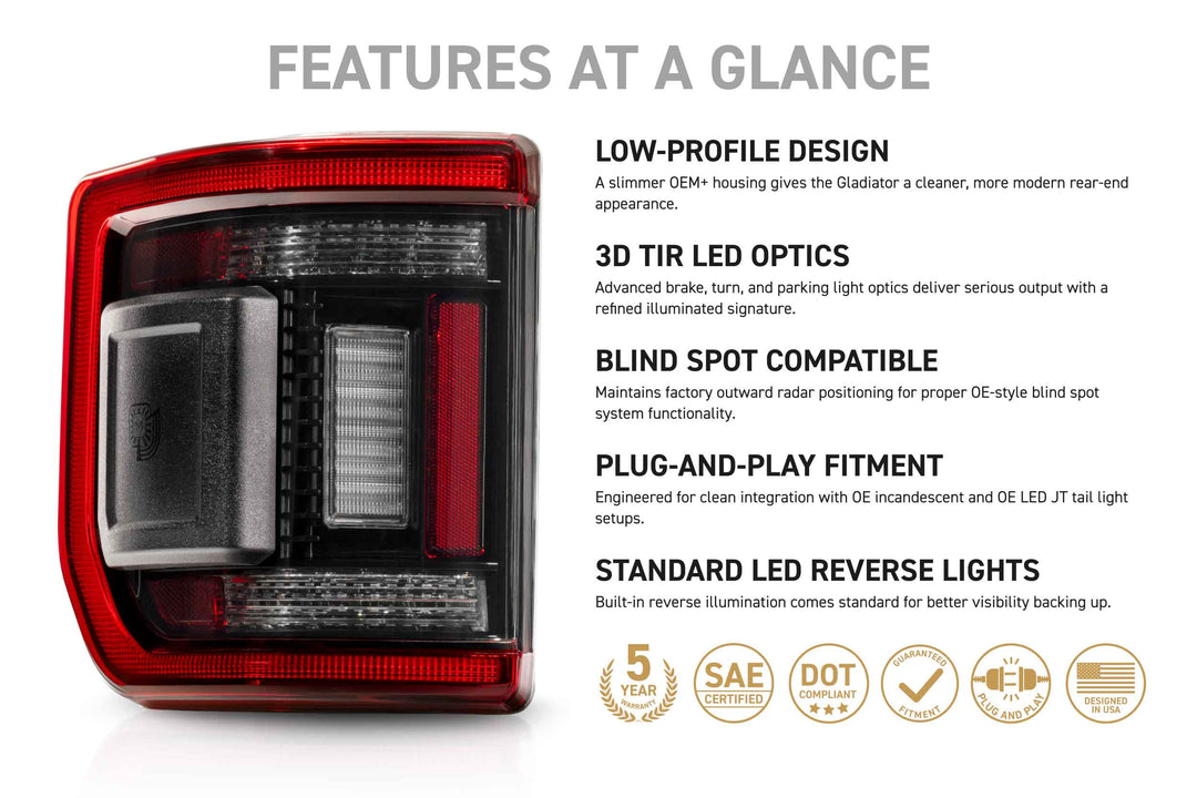 Morimoto 20-26 Jeep Gladiator JT XB LED Low Profile Tail Lights (Red)