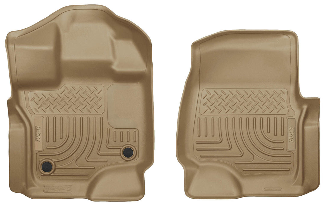 Husky Liners WeatherBeater Front Floor Liners - 2015-2027 Ford F-150 Supercrew Tan
