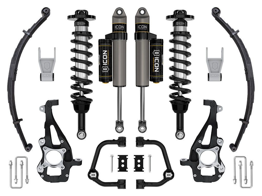 ICON Vehicle Dynamics 2021-2026 Ford F-150 4WD, 3.5-4.5" Lift, Stage 2 Suspension System, Tubular, w/ Leaf Packs