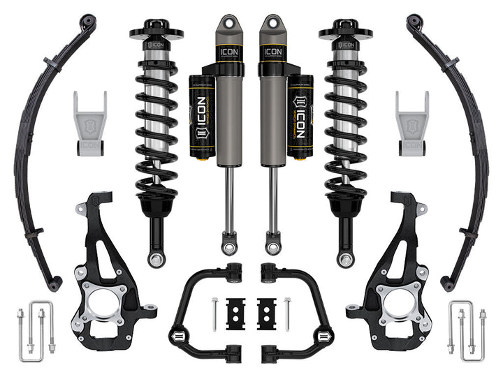 ICON Vehicle Dynamics 2021-2026 Ford F-150 4WD, 3.5-4.5" Lift, Stage 2 Suspension System, Tubular, w/ Leaf Packs