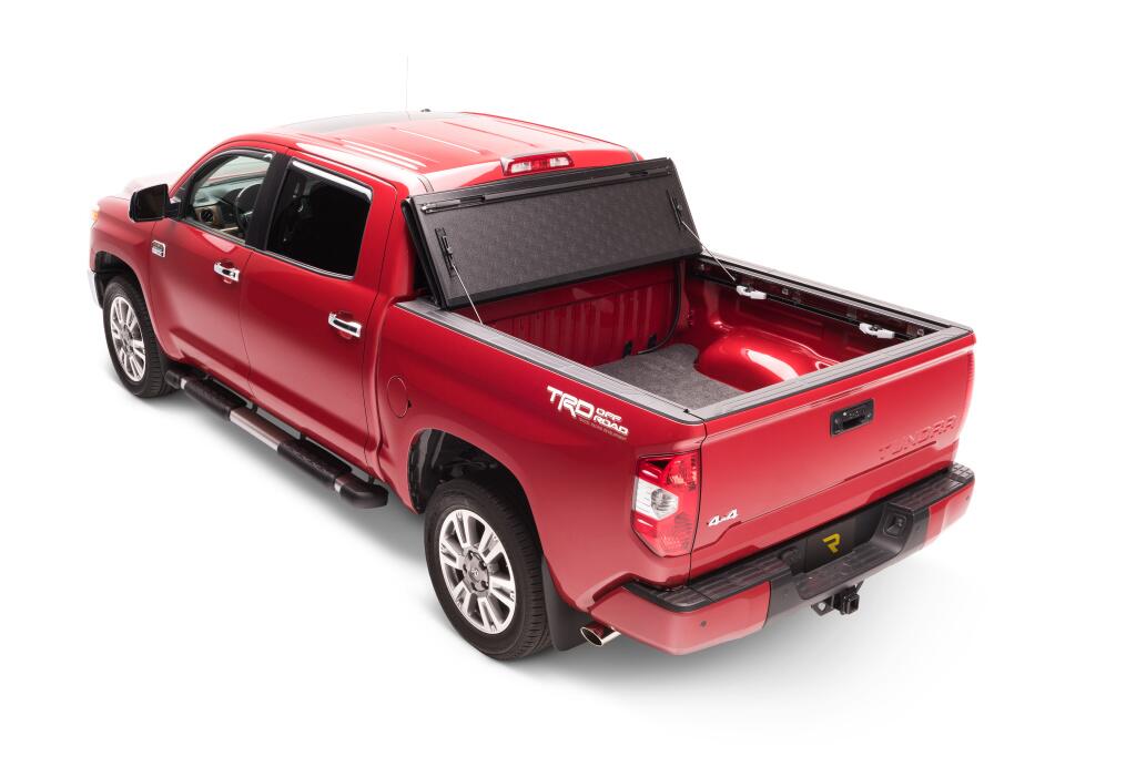 BAK BAKFlip G2 Hard Folding Truck Bed Cover Rail Mounts Near Top of Bed Rail Rails Can Be Lowered Using Drop Down Brackets 2022-2026 Toyota Tundra with or without Deck Rail System without Trail Special Edition Storage Boxes