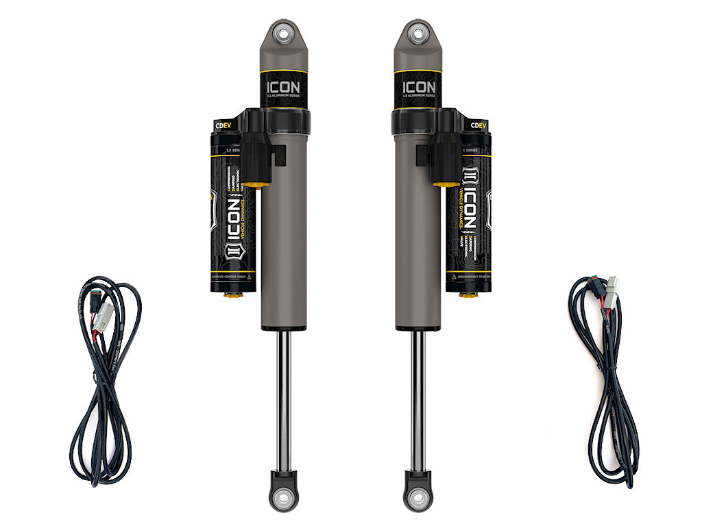 ICON Vehicle Dynamics 2018-2023 Jeep Wrangler JL, 2.5" Lift, Rear, V.S. 2.5 Aluminum Series Shock Absorbers, Piggyback Reservoir w/ CDEV, Pair