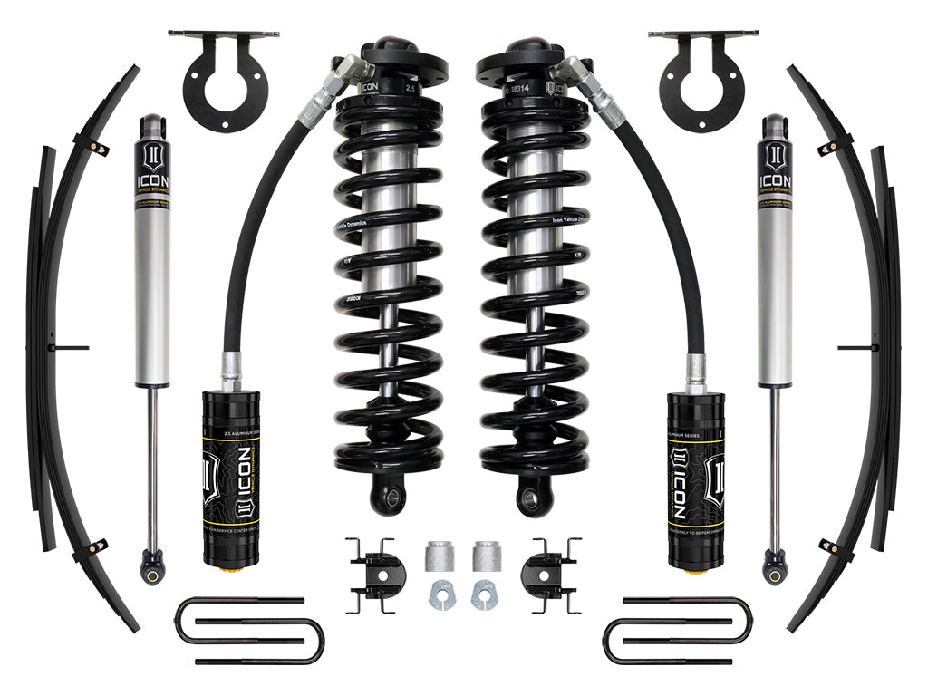 ICON Vehicle Dynamics 11-16 Ford F250/F350, 2.5-3" Lift, Stage 1 Coilover System w/ Leaf Springs