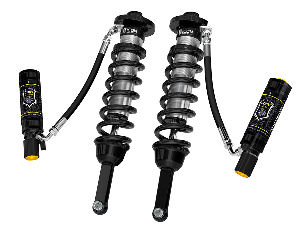 ICON 2005-2023 Toyota Tacoma, 0-3.5"/0-2.75" Lift, Front, V.S. 2.5 Series Coilover Kit, Extended Travel, Remote Reservoir w/ CDEV, Pair
