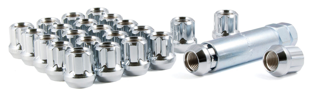 Small Diameter Spline Duplex Open End Lug Nuts - 13/16" &amp; 7/8" Dual Hex Key - 14mm x 2.00 Thread Size - Zinc Finish - Set of 24