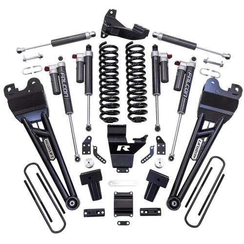 4" COIL SPRING SUSPENSION SYSTEM WITH FALCON MAX3.3 SHOCKS AND RADIUS ARMS - 2023-2026 FORD SUPER DUTY F250/F350 4WD