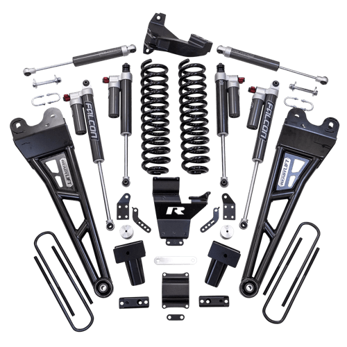 4" COIL SPRING SUSPENSION SYSTEM WITH FALCON MAX3.3 SHOCKS AND RADIUS ARMS - 2017-2022 FORD SUPER DUTY F250/F350 4WD