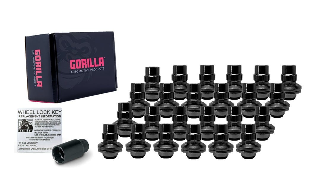Original Gorilla Lock Set - Toyota Mag - 13/16" &amp; 7/8" Dual Hex Hex - 14mm x 1.50 Thread Size - Black Finish - Set of 24