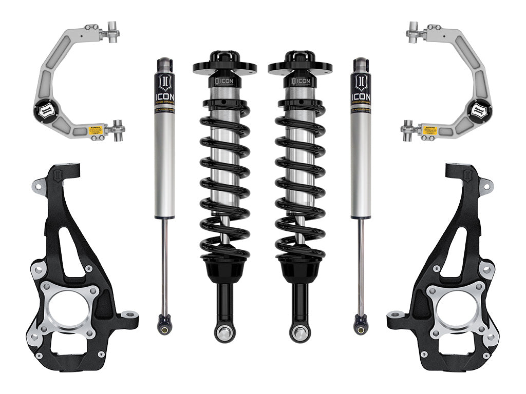 ICON Vehicle Dynamics 2021-2026 Ford F-150 4WD, 3.5-4.5" Lift, Stage 1 Suspension System, Billet