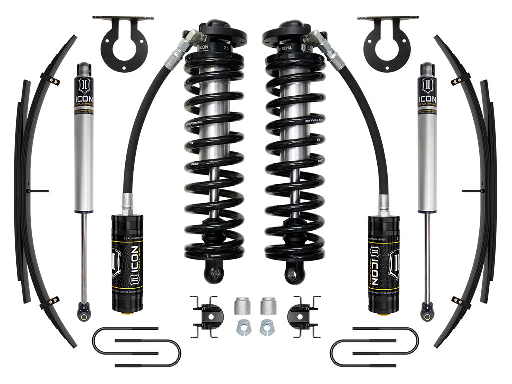 ICON Vehicle Dynamics 08-10 Ford F250/F350, 2.5-3" Lift, Stage 1 Coilover System w/ Leaf Springs