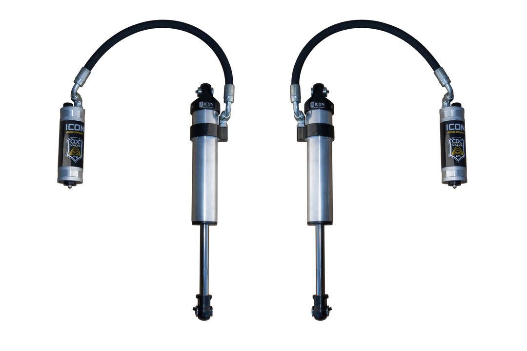 ICON 2003-2024 Toyota 4Runner, Front, V.S. 2.5 Aluminum Series Shock Absorbers, Stock Width Secondary Shocks, Remote Reservoir w/ CDCV, Pair