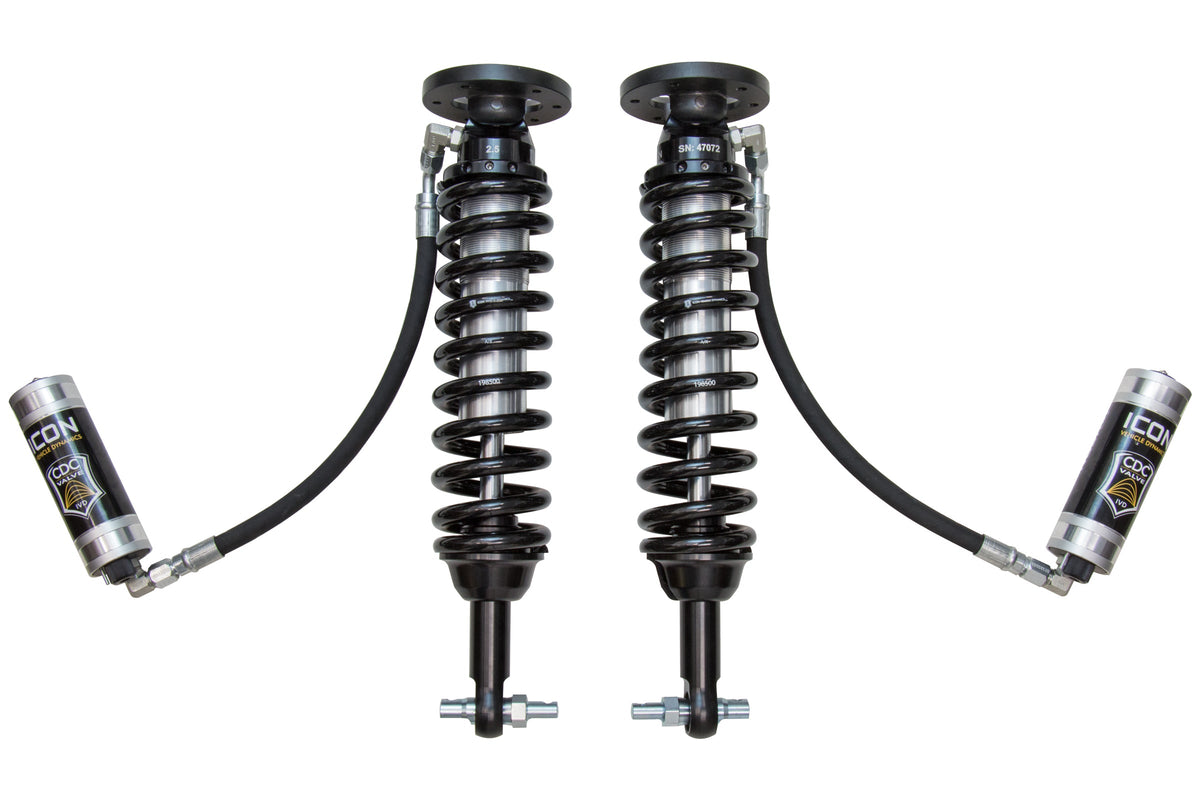 ICON Vehicle Dynamics 2014 Ford F-150 2WD, 1.75-2.63” Lift, Front, V.S. 2.5 Series Coilover Kit, Remote Reservoir w/ CDCV