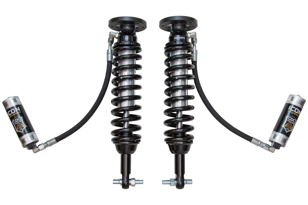 ICON Vehicle Dynamics 2014 Ford F-150 4WD, 1.75-2.63” Lift, Front, V.S. 2.5 Series Coilover Kit, Remote Reservoir w/ CDCV