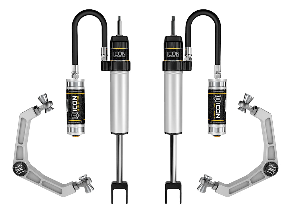 ICON Vehicle Dynamics 2020-2026 GM 2500/3500 HD, 0-2” Lift, V.S. 2.5 Aluminum Series Shock System, Remote Reservoir, Billet