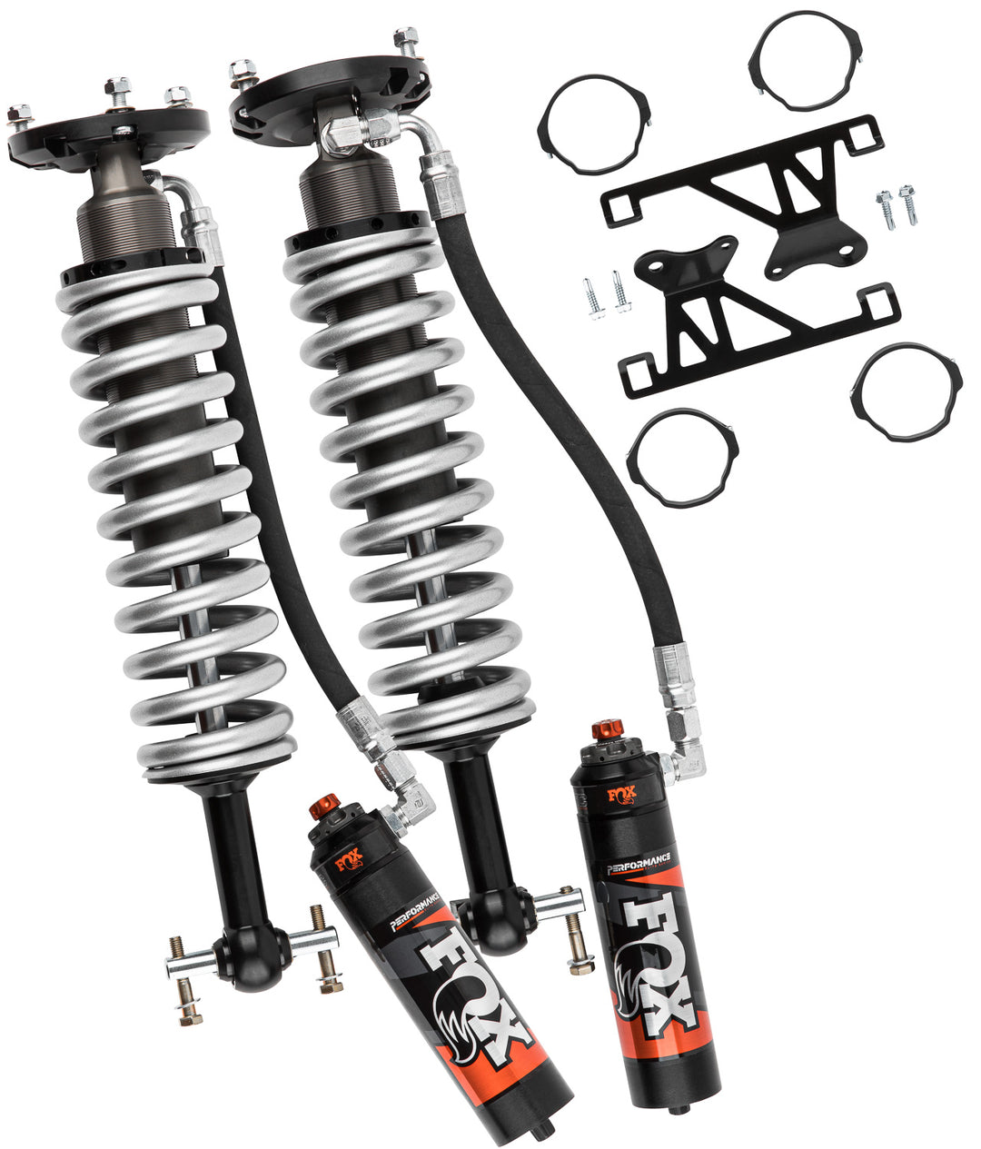 Fox Factory 2019+ GM 1500 Front Coilover 2.5 Series Al Remote Reservoir Non-Tb/Non-At4 0-2 Inch Lift Tb/At4 No Lift Kit
