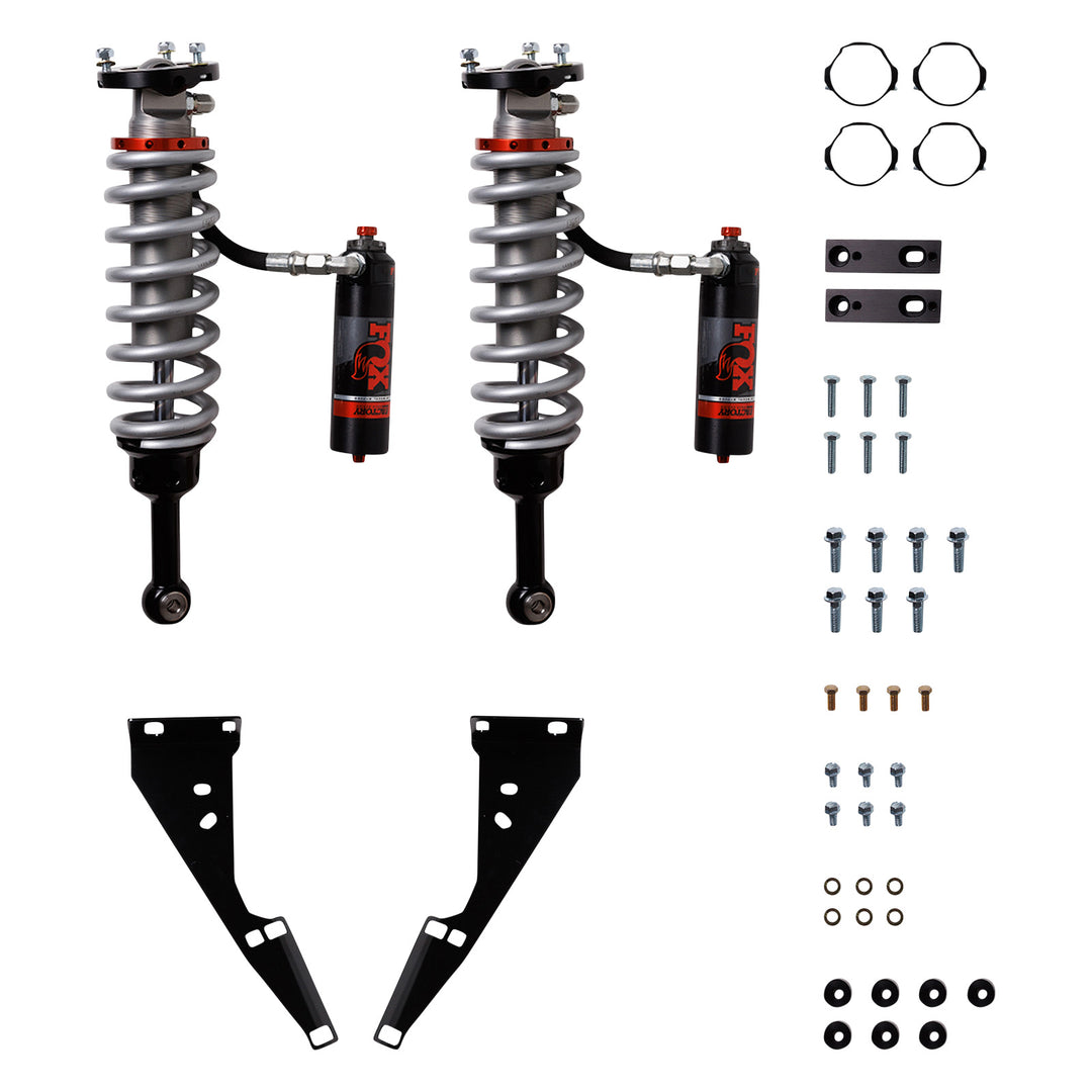 Fox Factory 05-23 Toyota Tacoma Front 2.5 Truck Factory Race Series Internal Bypass Remote Reservoir 2-3 Inch Lift Dual Speed Compression Kit