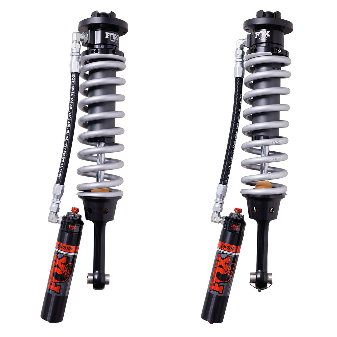 Fox Factory 10-14 Ford Raptor Front Coilover Internal Bypass 3.0 Series Remote Reservoir 7.6 Inch 0-2 Inch Lift Cerakote Dual Speed Compression Kit