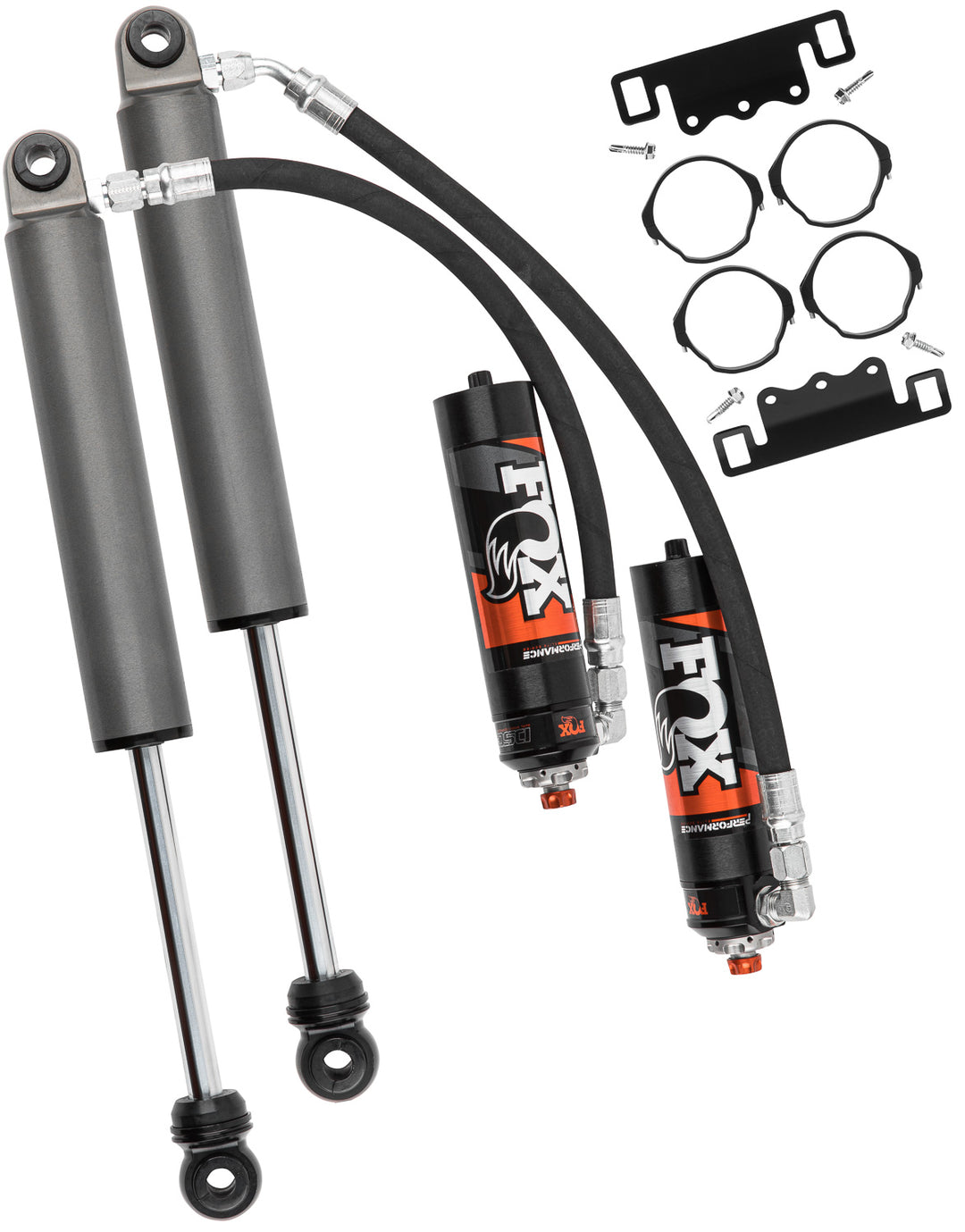 Fox Factory 2019+ GM 1500 Rear 2.5 Truck Performance Elite Series Remote Reservoir 10.5 Inch Non-Tb/Non-At4 2.5-4 Inch Lift Tb/At4 0-2 Inch Lift Dual Speed Compression Kit