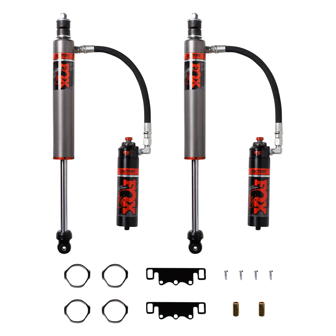 Fox Factory 05-23 Toyota Tacoma Rear 2.5 Truck Factory Race Series Internal Bypass Remote Reservoir 2-3 Inch Lift Dual Speed Compression Kit