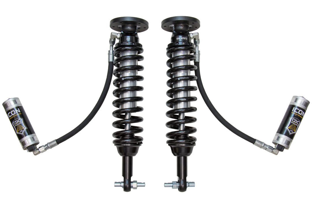 ICON Vehicle Dynamics 2014 Ford F-150 4WD, 1.75-2.63” Lift, Front, V.S. 2.5 Series Coilover Kit, Remote Reservoir w/ CDCV