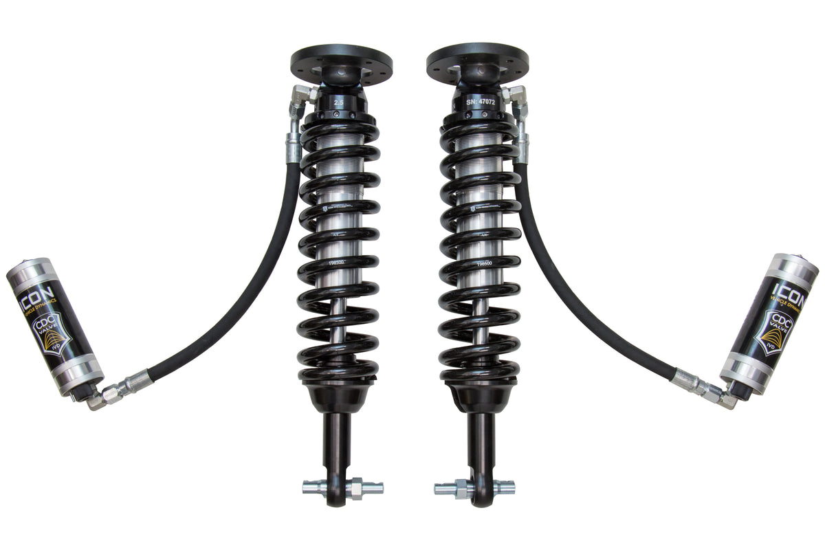 ICON Vehicle Dynamics 2014 Ford F-150 4WD, 1.75-2.63” Lift, Front, V.S. 2.5 Series Coilover Kit, Remote Reservoir w/ CDCV