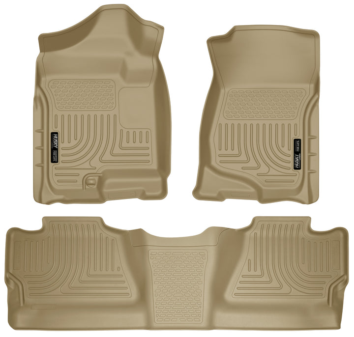 Husky Liners WeatherBeater Front &amp; 2nd Seat Floor Liners (Footwell Coverage) - 2007-2014 Chevrolet Silverado 2500 HD Tan