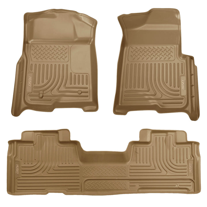 Husky Liners WeatherBeater Front &amp; 2nd Seat Floor Liners (Footwell Coverage) - 2009-2014 Ford F-150 SuperCab Tan