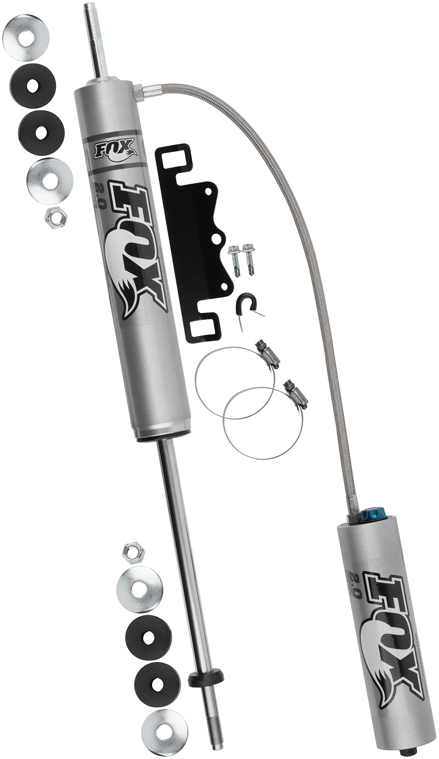 Fox Factory 83-95 Defender &amp; 94-98 Discovery I: Land Rover Front Performance Series Remote Reservoir 8.6 Inch 0-1 Inch Lift Cd Adjuster