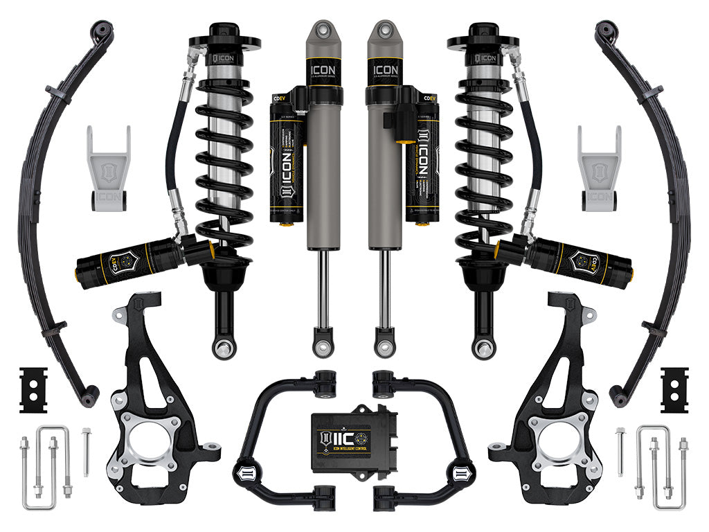 ICON Vehicle Dynamics 2021-2026 Ford F-150 4WD, 3.5-4.5" Lift, Stage 5 Suspension System, Tubular, w/ Leaf Packs