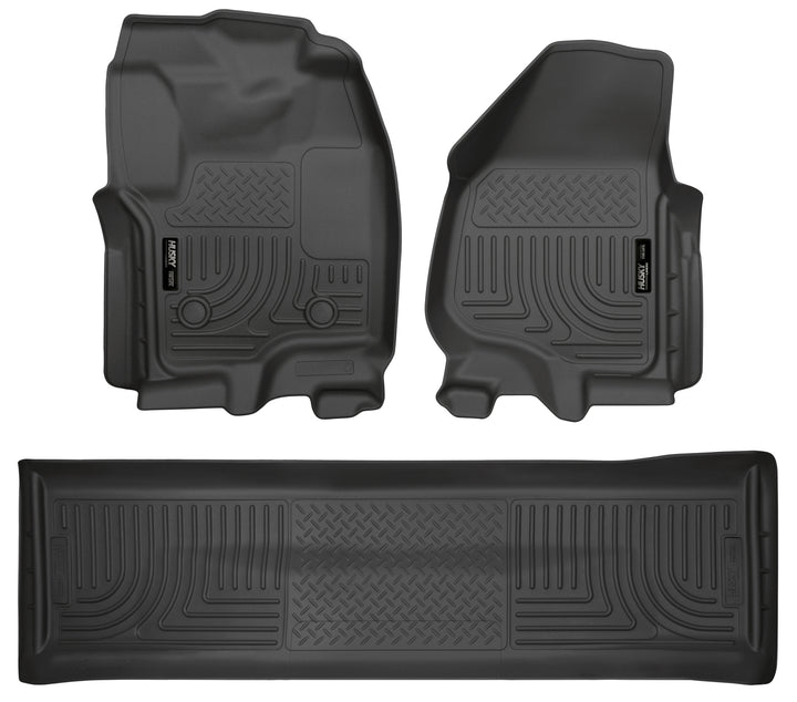 Husky Liners WeatherBeater Front &amp; 2nd Seat Floor Liners (Footwell Coverage) - 2012-2016 Ford F-250 Super Duty