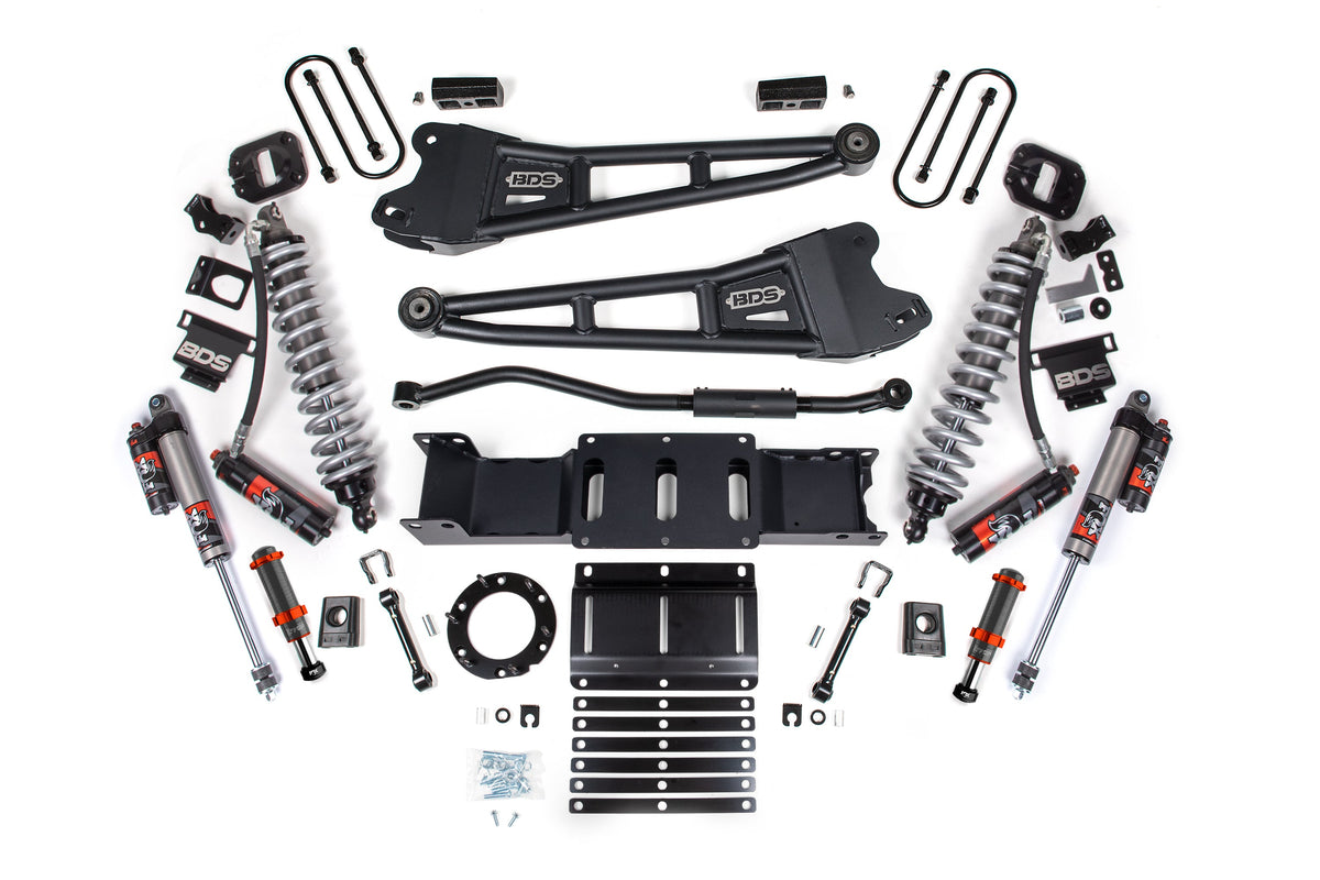 BDS Suspension 3 Inch Lift Kit w/ Radius Arm FOX 2.5 Coil-Over Conversion - Performance Elite Ram 3500 2019-2024 4WD Diesel - FOX 2.0 Hydro Bump Stop / 2 Inch Block With Overload / 6 Bolt / FOX 2.5 Performance Elite