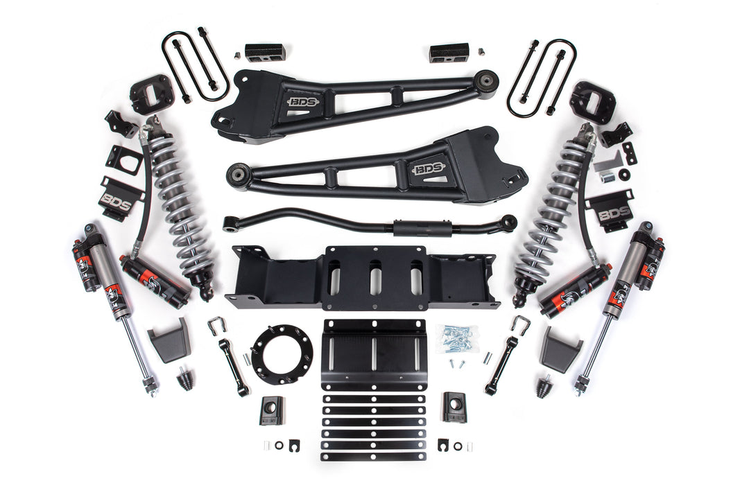 BDS Suspension 3 Inch Lift Kit w/ Radius Arm FOX 2.5 Coil-Over Conversion - Performance Elite Ram 3500 2019-2024 4WD Diesel - Rubber Bump Stop / 2 Inch Block With Overload / 6 Bolt / FOX 2.5 Performance Elite
