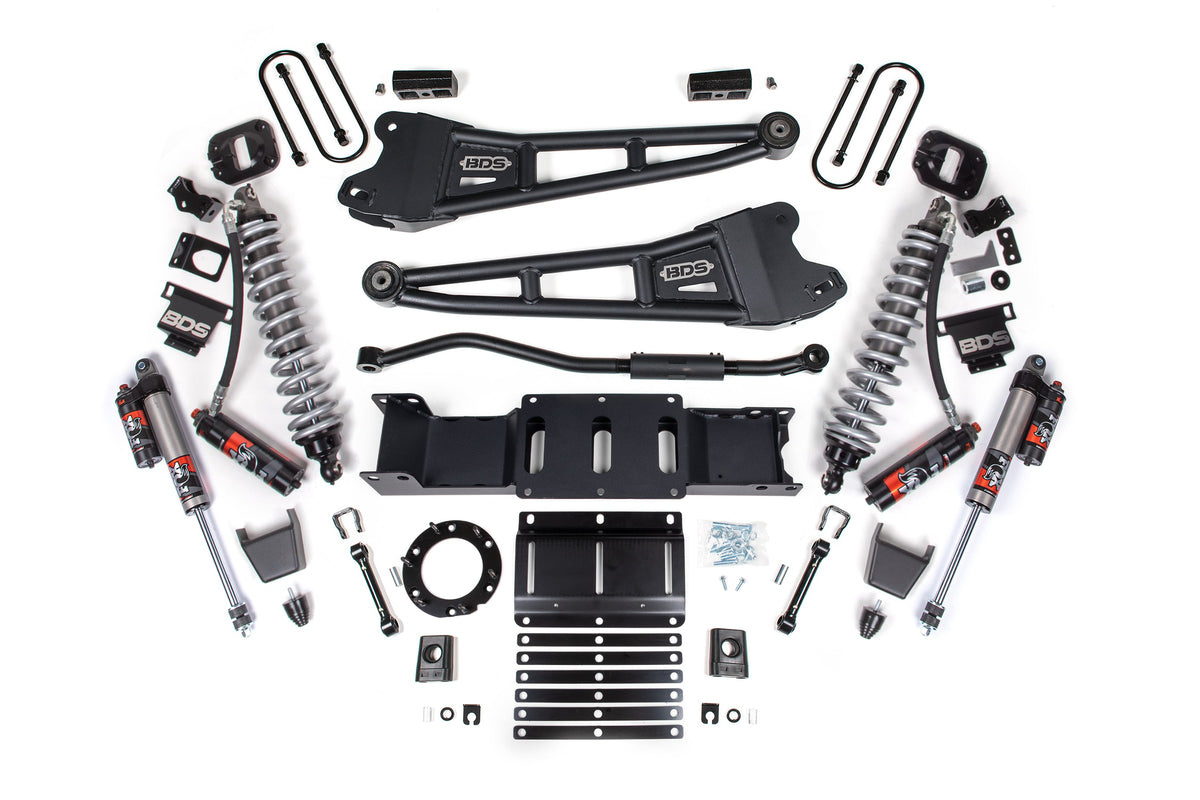 BDS Suspension 3 Inch Lift Kit w/ Radius Arm FOX 2.5 Coil-Over Conversion - Performance Elite Ram 3500 2019-2024 4WD Diesel - Rubber Bump Stop / 2 Inch Block With Overload / 6 Bolt / FOX 2.5 Performance Elite