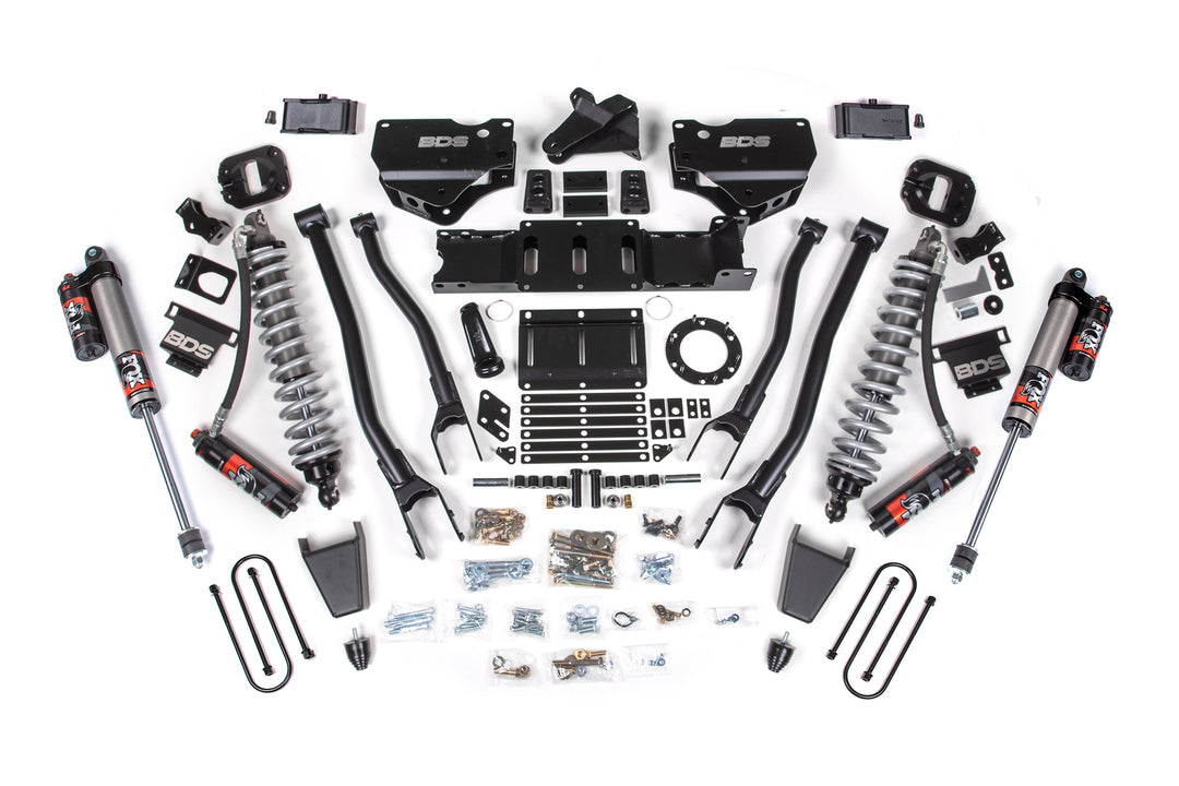 BDS Suspension 4 Inch Lift Kit w/ 4-Link FOX 2.5 Coil-Over Conversion - Performance Elite Ram 3500 2019-2024 4WD Diesel - Rubber Bump Stop / 2 Inch Block Without Overload / 6 Bolt / FOX 2.5 Performance Elite