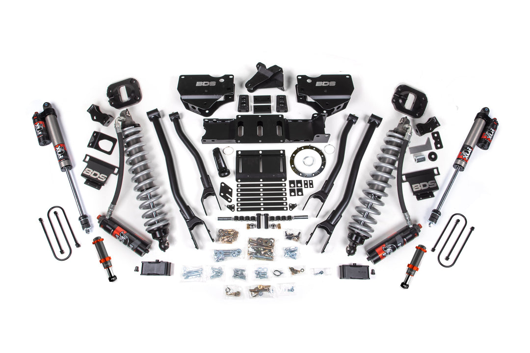 BDS Suspension 4 Inch Lift Kit w/ 4-Link FOX 2.5 Coil-Over Conversion - Performance Elite Ram 3500 2019-2024 4WD Diesel - FOX 2.0 Hydro Bump Stop / 2 Inch Block Without Overload / 8 Bolt / FOX 2.5 Performance Elite