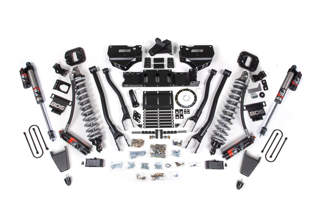 BDS Suspension 4 Inch Lift Kit w/ 4-Link FOX 2.5 Coil-Over Conversion - Performance Elite Ram 3500 2019-2024 4WD Diesel - Rubber Bump Stop / 2 Inch Block Without Overload / 8 Bolt / FOX 2.5 Performance Elite