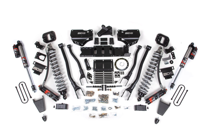 BDS Suspension 4 Inch Lift Kit w/ 4-Link FOX 2.5 Coil-Over Conversion - Performance Elite Ram 3500 2019-2024 4WD Diesel - Rubber Bump Stop / 2 Inch Block Without Overload / 8 Bolt / FOX 2.5 Performance Elite
