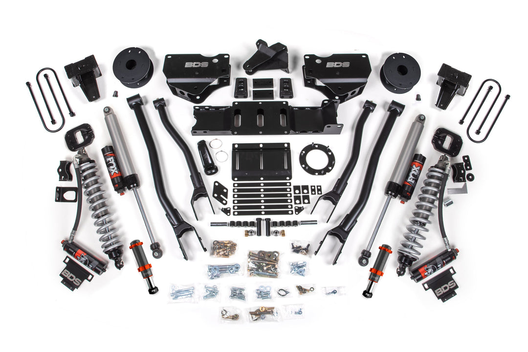 BDS Suspension 6 Inch Lift Kit w/ 4-Link FOX 2.5 Coil-Over Conversion - Performance Elite Ram 3500 2019-2024 4WD Diesel - FOX 2.0 Hydro Bump Stop / 5 Inch Block Without Overload / 6 Bolt / FOX 2.5 Performance Elite