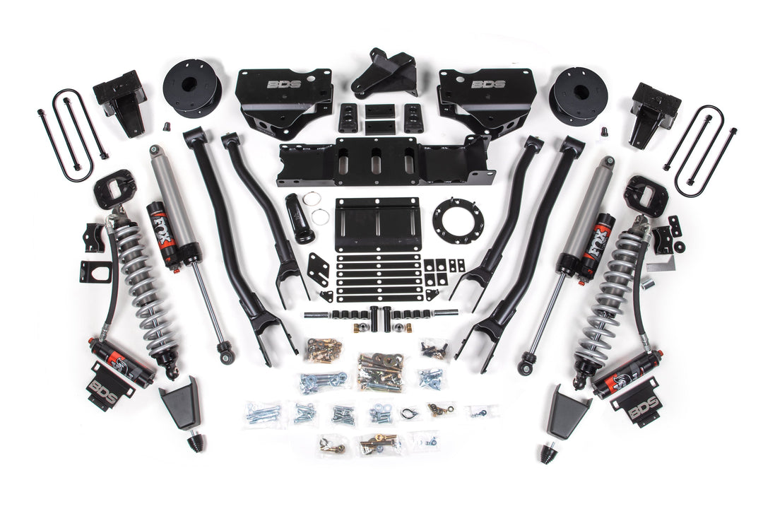 BDS Suspension 6 Inch Lift Kit w/ 4-Link FOX 2.5 Coil-Over Conversion - Performance Elite Ram 3500 2019-2024 4WD Diesel - Rubber Bump Stop / 5 Inch Block Without Overload / 6 Bolt / FOX 2.5 Performance Elite