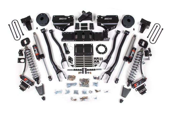 BDS Suspension 6 Inch Lift Kit w/ 4-Link FOX 2.5 Coil-Over Conversion - Performance Elite Ram 3500 2019-2024 4WD Diesel - Rubber Bump Stop / 5 Inch Block Without Overload / 6 Bolt / FOX 2.5 Performance Elite