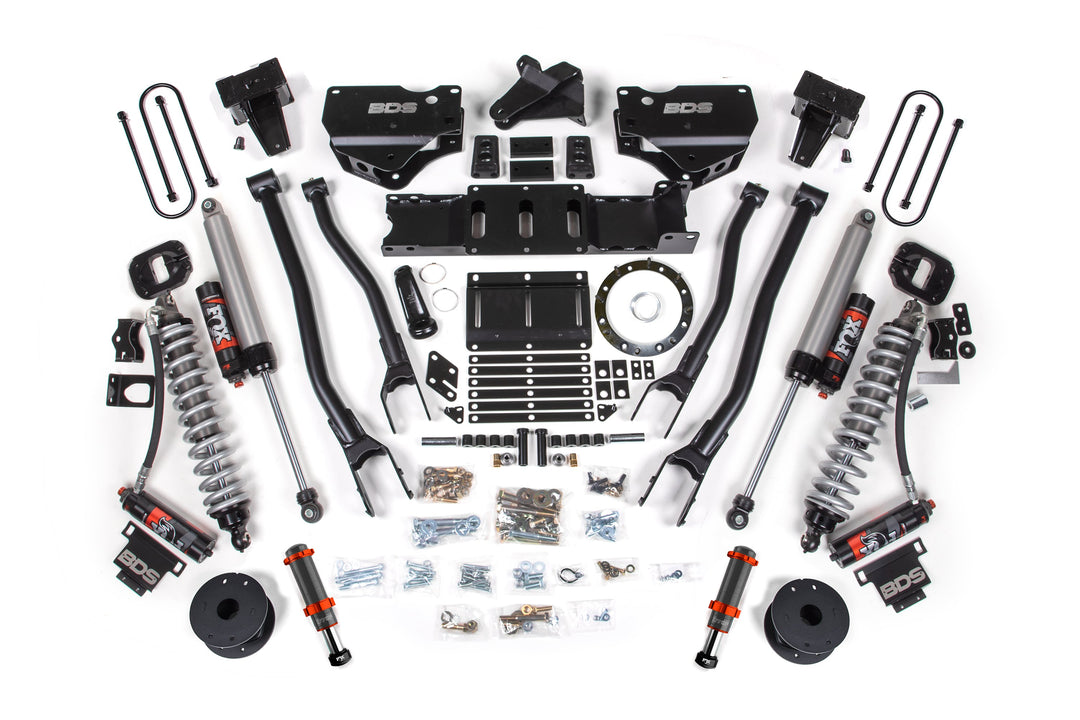 BDS Suspension 6 Inch Lift Kit w/ 4-Link FOX 2.5 Coil-Over Conversion - Performance Elite Ram 3500 2019-2024 4WD Diesel - FOX 2.0 Hydro Bump Stop / 5 Inch Block Without Overload / 8 Bolt / FOX 2.5 Performance Elite