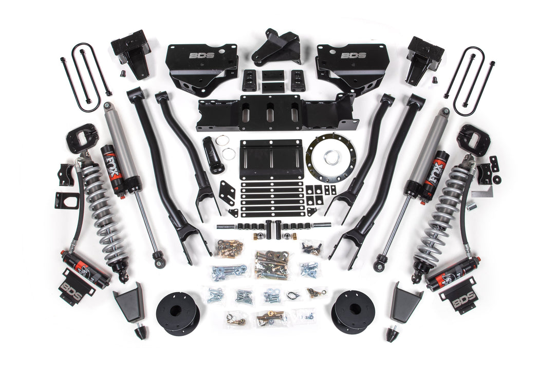 BDS Suspension 6 Inch Lift Kit w/ 4-Link FOX 2.5 Coil-Over Conversion - Performance Elite Ram 3500 2019-2024 4WD Diesel - Rubber Bump Stop / 5 Inch Block Without Overload / 8 Bolt / FOX 2.5 Performance Elite