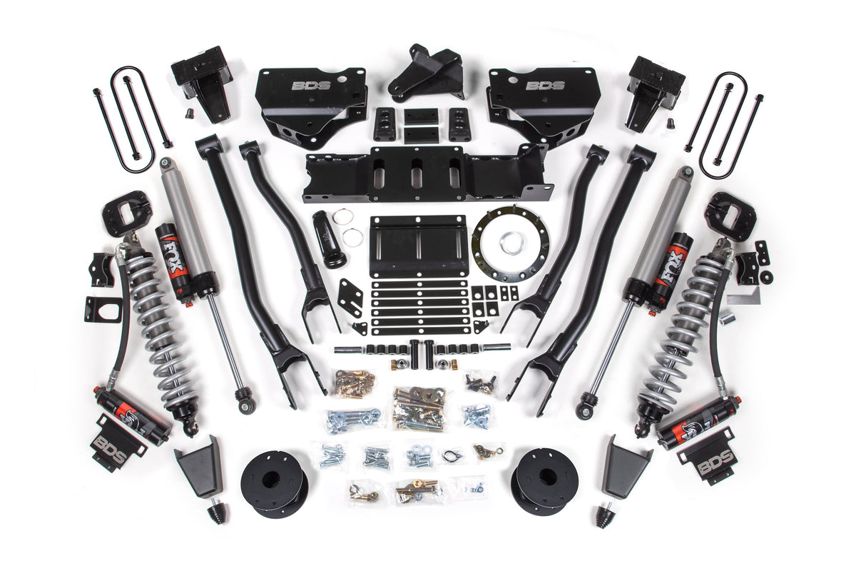 BDS Suspension 6 Inch Lift Kit w/ 4-Link FOX 2.5 Coil-Over Conversion - Performance Elite Ram 3500 2019-2024 4WD Diesel - Rubber Bump Stop / 5 Inch Block Without Overload / 8 Bolt / FOX 2.5 Performance Elite