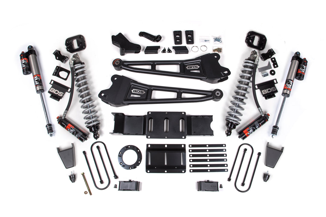 BDS Suspension 4 Inch Lift Kit w/ Radius Arm FOX 2.5 Coil-Over Conversion - Performance Elite Ram 3500 2019-2024 4WD Diesel - Rubber Bump Stop / 2 Inch Block Without Overload / 6 Bolt / FOX 2.5 Performance Elite