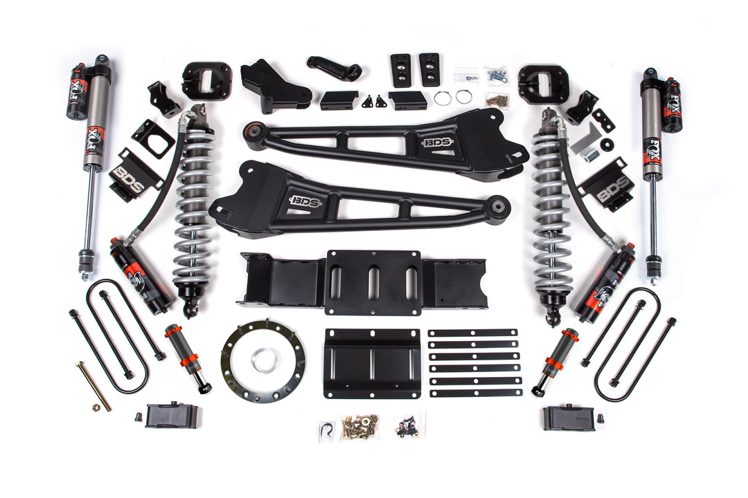 BDS Suspension 4 Inch Lift Kit w/ Radius Arm FOX 2.5 Coil-Over Conversion - Performance Elite Ram 3500 2019-2024 4WD Diesel - FOX 2.0 Hydro Bump Stop / 2 Inch Block Without Overload / 8 Bolt / FOX 2.5 Performance Elite