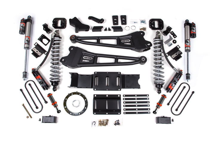 BDS Suspension 4 Inch Lift Kit w/ Radius Arm FOX 2.5 Coil-Over Conversion - Performance Elite Ram 3500 2019-2024 4WD Diesel - FOX 2.0 Hydro Bump Stop / 2 Inch Block Without Overload / 8 Bolt / FOX 2.5 Performance Elite
