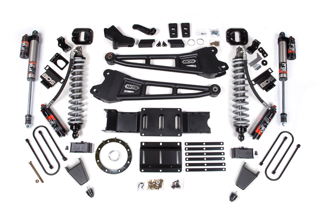 BDS Suspension 4 Inch Lift Kit w/ Radius Arm FOX 2.5 Coil-Over Conversion - Performance Elite Ram 3500 2019-2024 4WD Diesel - Rubber Bump Stop / 2 Inch Block Without Overload / 8 Bolt / FOX 2.5 Performance Elite